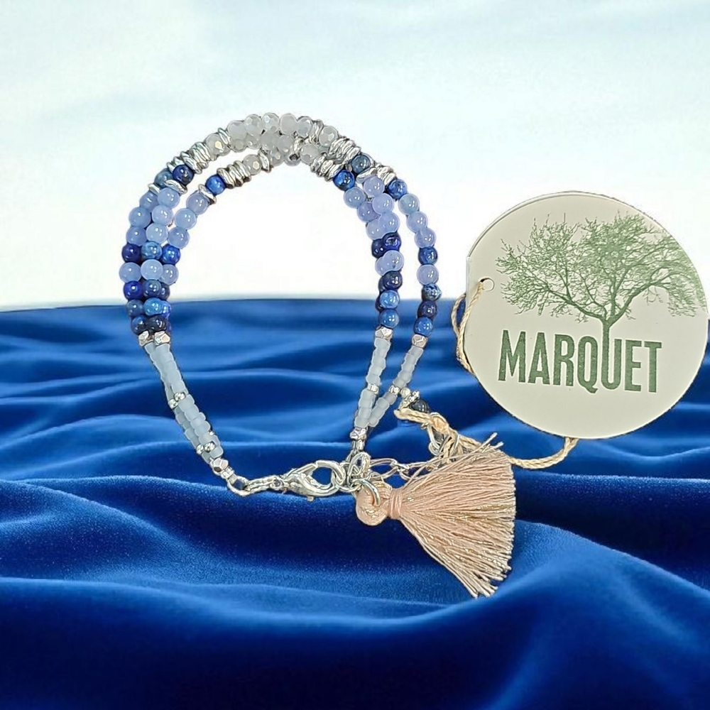 Marquet Maia Blue and Silver Beaded Bracelet